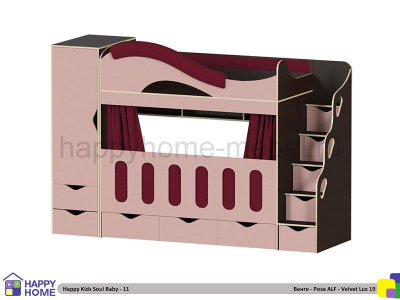 ДВУХЪЯРУСНАЯ КРОВАТЬ HAPPY KIDS SOUL BABY-11 МДФ 180Х80
