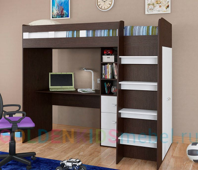 КРОВАТЬ-ЧЕРДАК GOLDEN KIDS 5 (СО ШКАФОМ И РАБОЧИМ МЕСТОМ)