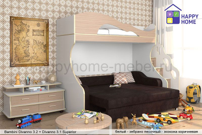 Двухъярусная кровать с диваном BamBini Divanno 3 Superior