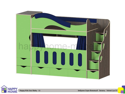 ДВУХЪЯРУСНАЯ КРОВАТЬ HAPPY KIDS SOUL BABY-11 МДФ 170Х80