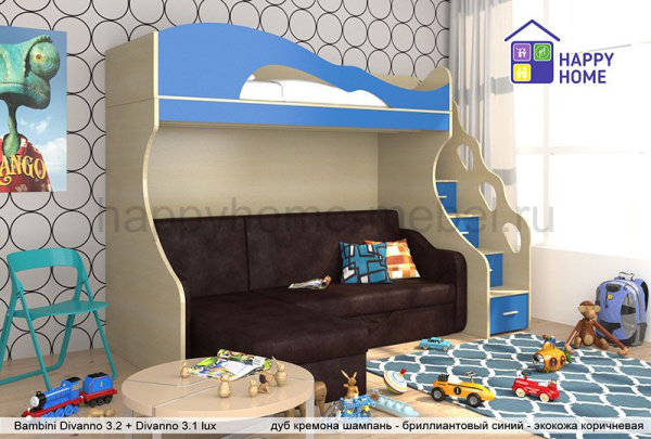 Двухъярусная кровать с диваном BamBini Divanno 3 Lux