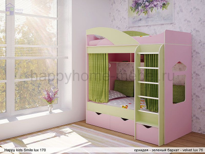 ДВУХЪЯРУСНАЯ КРОВАТЬ HAPPY KIDS SMILE LUX 170Х80 СМ