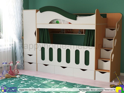 ДВУХЪЯРУСНАЯ КРОВАТЬ HAPPY KIDS SOUL BABY-11 МДФ 180Х80