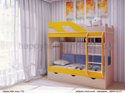 ДВУХЪЯРУСНАЯ КРОВАТЬ HAPPY KIDS JUICY (ДЖУСИ) 170Х80 СМ