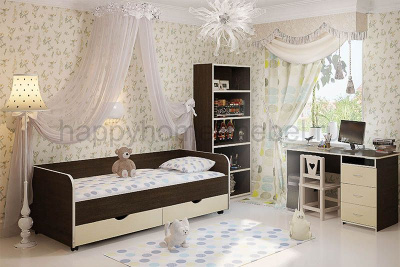 ВЫДВИЖНАЯ КРОВАТЬ BAMBINI BKR + СТЕЛЛАЖ BST + СТОЛ BSK