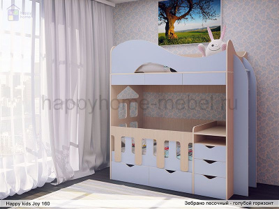 ДВУХЪЯРУСНАЯ КРОВАТЬ HAPPY KIDS JOY 160Х70 СМ