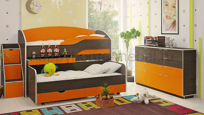 ДВУХЪЯРУСНАЯ КРОВАТЬ BAMBINI 8 + ЛЕСТНИЦА BL + КОМОД BK