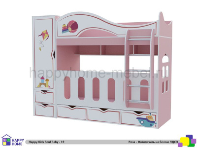 ДВУХЪЯРУСНАЯ КРОВАТЬ HAPPY KIDS SOUL BABY-19 160Х70