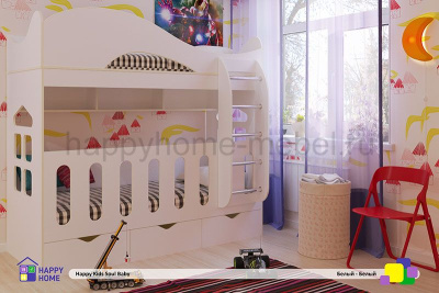 ДВУХЪЯРУСНАЯ КРОВАТЬ HAPPY KIDS SOUL BABY 180Х80