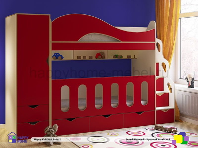 ДВУХЪЯРУСНАЯ КРОВАТЬ HAPPY KIDS SOUL BABY-2 170Х80