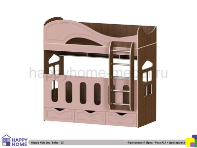 ДВУХЪЯРУСНАЯ КРОВАТЬ HAPPY KIDS SOUL BABY-12 МДФ 170Х80