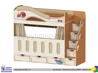 ДВУХЪЯРУСНАЯ КРОВАТЬ HAPPY KIDS SOUL BABY-31 180Х80