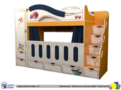 ДВУХЪЯРУСНАЯ КРОВАТЬ HAPPY KIDS SOUL BABY-23 170Х80