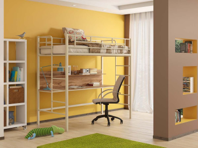 ДЕТСКАЯ МЕТАЛЛИЧЕСКАЯ КРОВАТЬ-ЧЕРДАК АМСТЕРДАМ 190Х90