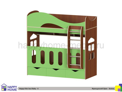 ДВУХЪЯРУСНАЯ КРОВАТЬ HAPPY KIDS SOUL BABY-6 (МДФ) 160Х70