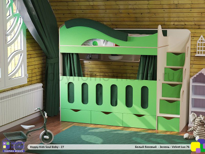ДВУХЪЯРУСНАЯ КРОВАТЬ С БОРТИКАМИ HAPPY KIDS SOUL BABY-27 МДФ 170Х80