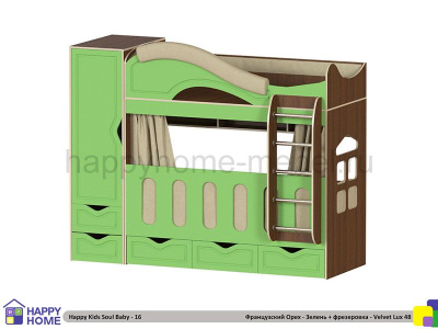 ДВУХЪЯРУСНАЯ КРОВАТЬ HAPPY KIDS SOUL BABY-16 МДФ 180Х80