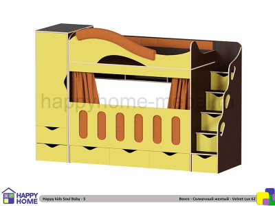 ДВУХЪЯРУСНАЯ КРОВАТЬ HAPPY KIDS SOUL BABY-5 160Х70