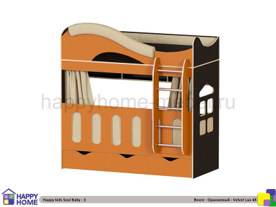 ДВУХЪЯРУСНАЯ КРОВАТЬ HAPPY KIDS SOUL BABY-3 160Х70