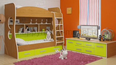 ДВУХЪЯРУСНАЯ КРОВАТЬ FELICITA KIDS 1 + КОМОД 2.2