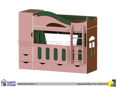 ДВУХЪЯРУСНАЯ КРОВАТЬ HAPPY KIDS SOUL BABY-4 160Х70