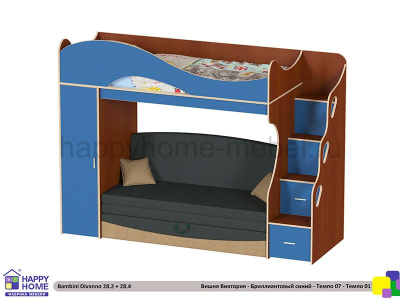 ДЕТСКАЯ ДВУХЪЯРУСНАЯ С ДИВАНОМ ВНИЗУ BAMBINI DIVANNO 28.4
