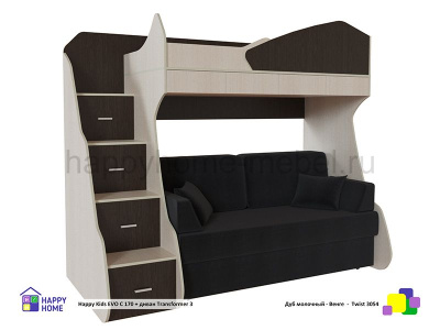 КРОВАТЬ-ЧЕРДАК С ДИВАНОМ HAPPY KIDS EVO 170 C C ДИВАНОМ Т 3.1 TWIST 3054