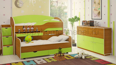 ДВУХЪЯРУСНАЯ КРОВАТЬ BAMBINI 8 + ЛЕСТНИЦА BL + КОМОД BK