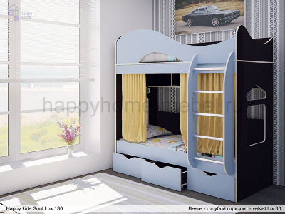 БЕЛАЯ ДВУХЪЯРУСНАЯ КРОВАТЬ HAPPY KIDS SOUL LUX 180Х80 СМ