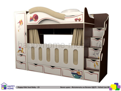 ДВУХЪЯРУСНАЯ КРОВАТЬ HAPPY KIDS SOUL BABY-23 170Х80