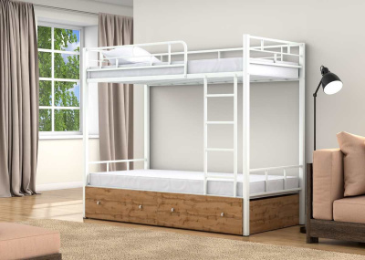 ДВУХЪЯРУСНАЯ МЕТАЛЛИЧЕСКАЯ КРОВАТЬ ВАЛЕНСИЯ 190X90 С ЯЩИКАМИ