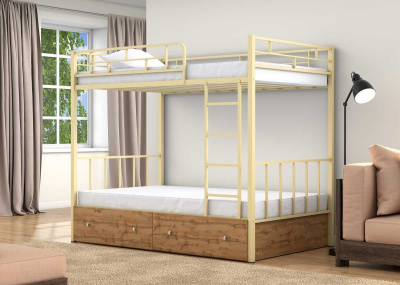 ДВУХЪЯРУСНАЯ МЕТАЛЛИЧЕСКАЯ КРОВАТЬ ВАЛЕНСИЯ 120 С ЯЩИКАМИ