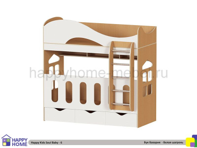 ДВУХЪЯРУСНАЯ КРОВАТЬ HAPPY KIDS SOUL BABY-6 (МДФ) 160Х70