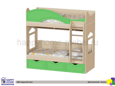 ДВУХЪЯРУСНАЯ КРОВАТЬ HAPPY KIDS SOUL МДФ 160Х70 СМ