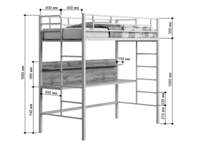 ДЕТСКАЯ МЕТАЛЛИЧЕСКАЯ КРОВАТЬ-ЧЕРДАК АМСТЕРДАМ 190Х90