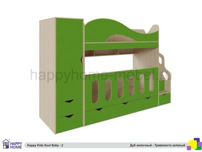 ДВУХЪЯРУСНАЯ КРОВАТЬ HAPPY KIDS SOUL BABY-2 170Х80