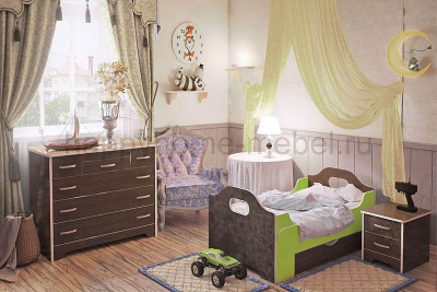 РАЗДВИЖНАЯ КРОВАТКА BAMBINI 03.1 + КОМОД 02.3 + ТУМБА 02.4 + ПОЛКА 02.5 - 2 ШТ. (ОТ 0+)