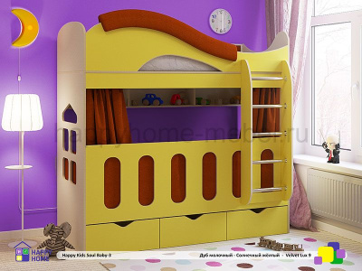 ДВУХЪЯРУСНАЯ КРОВАТЬ HAPPY KIDS SOUL BABY-3 160Х70
