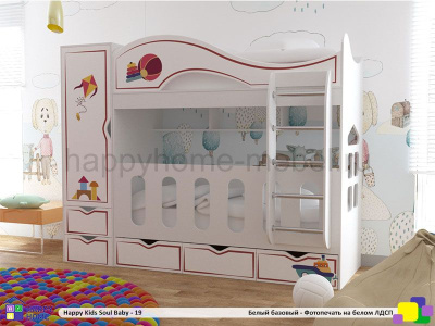 ДВУХЪЯРУСНАЯ КРОВАТЬ HAPPY KIDS SOUL BABY-19 160Х70