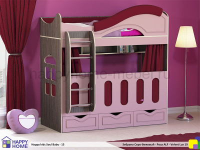 ДВУХЪЯРУСНАЯ КРОВАТЬ HAPPY KIDS SOUL BABY-15 МДФ 170Х80