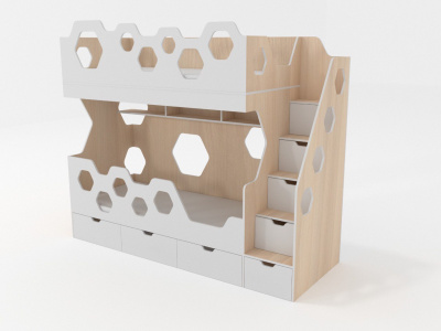 ДВУХЪЯРУСНАЯ КРОВАТЬ HAPPY HOME КРИСТАЛЛ-2 180х80 см