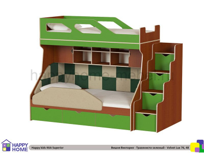 ДВУХЪЯРУСНАЯ КРОВАТЬ HAPPY KIDS K-6А SUPERIOR 190