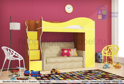 ДВУХЪЯРУСНАЯ КРОВАТЬ С ДИВАНОМ BAMBINI DIVANNO 28 SIMPLE