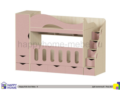 ДВУХЪЯРУСНАЯ КРОВАТЬ HAPPY KIDS SOUL BABY-8 МДФ 180Х80