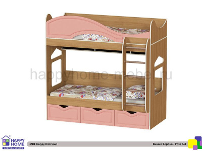 ДВУХЪЯРУСНАЯ КРОВАТЬ HAPPY KIDS SOUL МДФ 160Х70 СМ