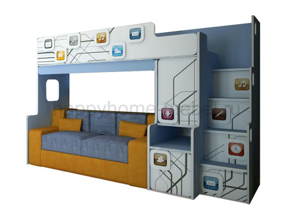 Двухъярусная кровать с диваном Felicita Trend M-3 для мальчика