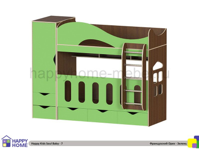 ДВУХЪЯРУСНАЯ КРОВАТЬ HAPPY KIDS SOUL BABY-7 МДФ 180Х80