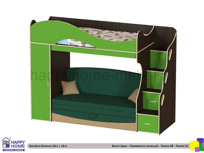 ДЕТСКАЯ ДВУХЪЯРУСНАЯ С ДИВАНОМ ВНИЗУ BAMBINI DIVANNO 28.4