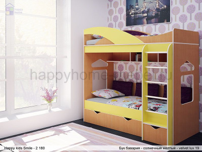 ДВУХЪЯРУСНАЯ КРОВАТЬ HAPPY KIDS SMILE-2 (СМАЙЛ-2) 180Х80 СМ