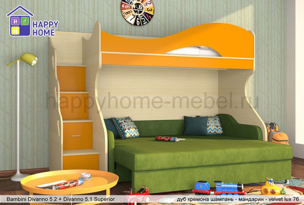 Двухъярусная кровать с диваном BamBini Divanno 5 Superior